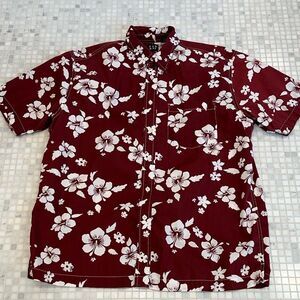 GAP Vintage Red Hawaiian Button Down Short Cotton Sleeve Shirt